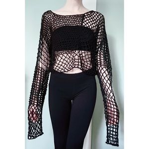 Widow Glass Half Empty Black Knit Extra Long Sleeve Sweater